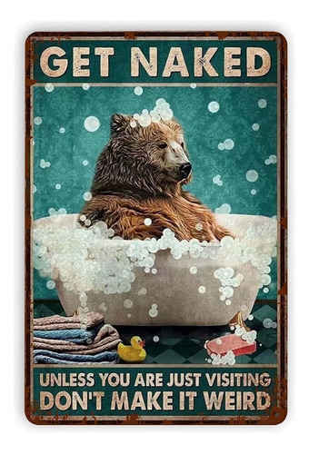 Cabenrm Bear Bath Metal Tin Retro Sign Cartel De Metal, Cart