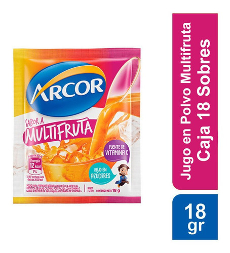 Jugo En Polvo Arcor Sabor Multifruta Caja 18 Un X 18 Gr