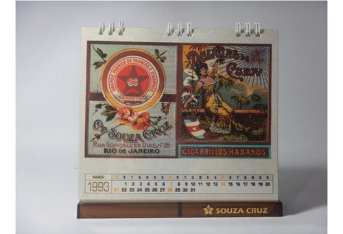 Calendário Souza Cruz 90 Anos 1993 Caixa Original C/ Suporte
