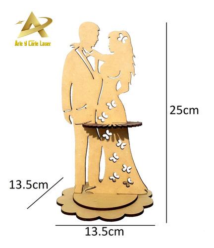 Servilleteros Para Bodas Con Forma De Novios 6pz De Mdf M3 Novios Vestido