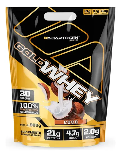 Whey Protein Gold Whey Sabor Coco Refil 900g Adaptogen