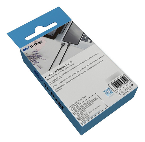 Cable Carga Rápida 3mtrs Usb-tipo C Negro Dbugg Negro