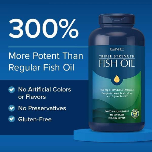 Óleo De Peixe Gnc Triple Strength Omega 3 1000 Mg, 120 Unida
