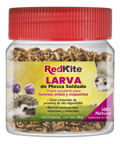 Larva De Mosca Soldado Alimento Erizo Hurón Redkite 30g