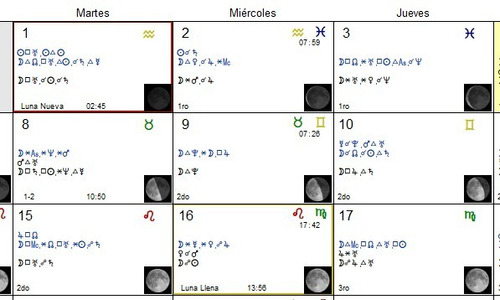 Calendario Astrológico Personal .  Leer Bien La Descripción.