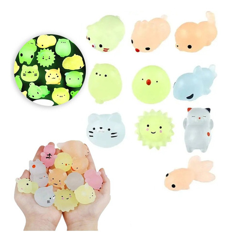 Paquete De Juguetes Antiestrés Mochi Squishy 10 Pcs Luminoso