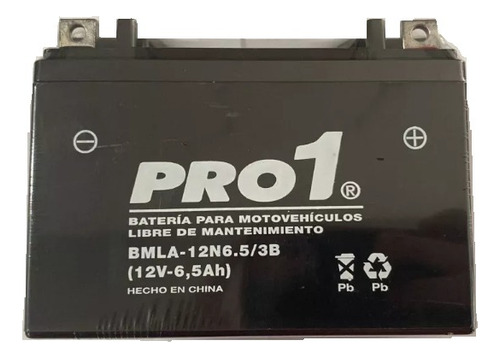 Bateria Moto Pro1 12n6.5-3b Gel Libre Mantenimiento 12v 6.5a