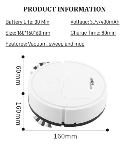 Mini Robot De Barrido Inteligente Que Barre, Trapea Y Aspira