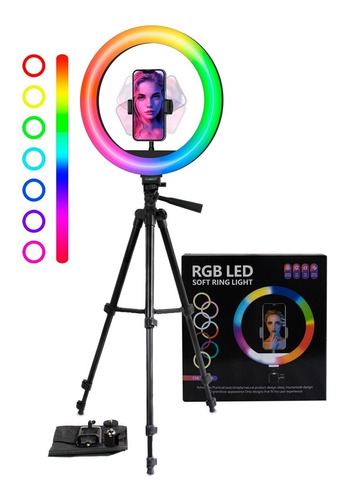 Aro De Luz Con Tripode Extensible 1.20m + Anillo Luz Led Rgb