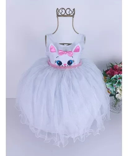 FANTASIA INFANTIL GATINHA MARIE VESTIDO BRANCO GATA LUXO