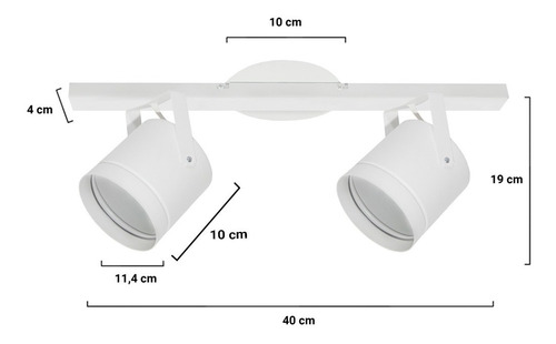 Imagen 3 de 10 de Aplique Riel Spot Tacho 2 Luces Movil Riel Ar111 Led Teatro