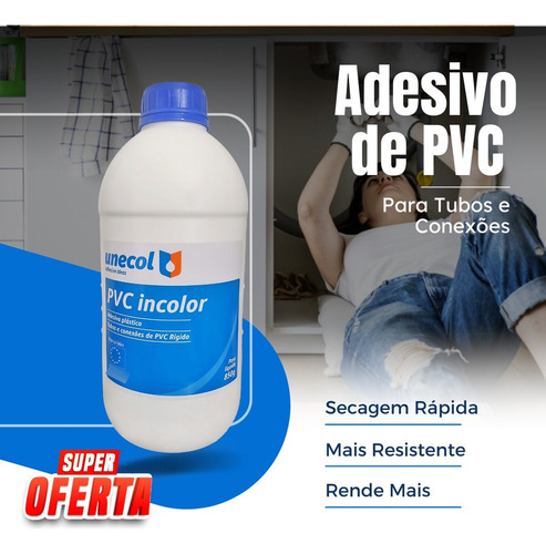 Kit 20 Cola Cano Pvc Adesivo Plástico 850g Unecol Pvc Rígido Incolor