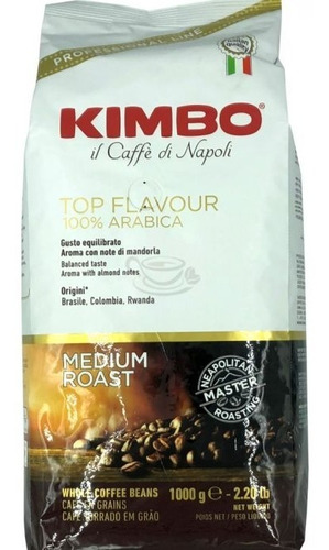 Café Kimbo En Grano Top Flavour  1kg 100% Arábica