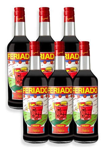 Licor Aperitivo Vermouth Feriado Rojo 750ml Caja X6u