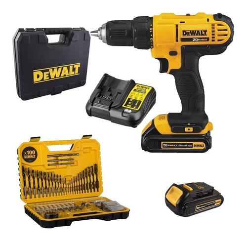 Parafusadeira Furadeira + Kit 100 Peças - Dcd776s2a Dewalt