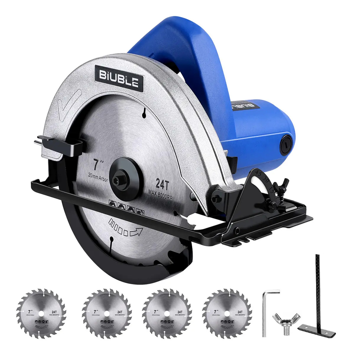 Sierra Circular Biuble 1800W 190mm Eléctrica con 4 Discos Corte Preciso