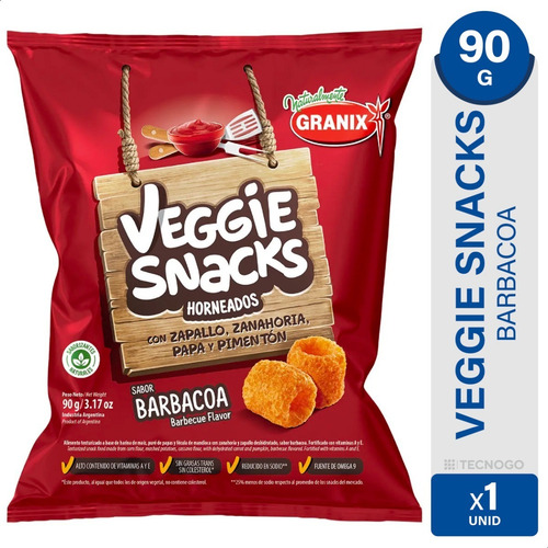 Imagen 1 de 8 de Veggie Snacks Barbacoa Horneados Snack Salado 90g Granix