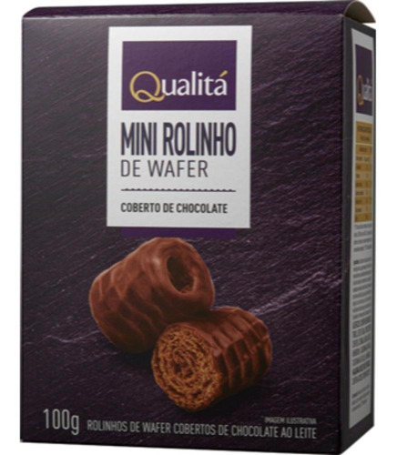 Mini Wafer Paçoca Com Cobertura De Chocolate Qualitá 100g