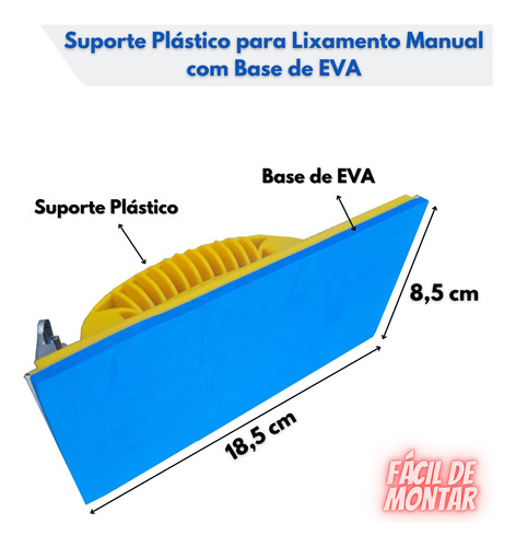 Suporte Manual Para Lixa De Parede Piso 18,5x8,5cm Base Eva