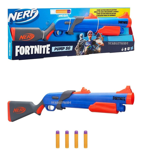 Fortnite Pump Sg Nerf + 4 Dardos Mega Hasbro Orig Scarlet