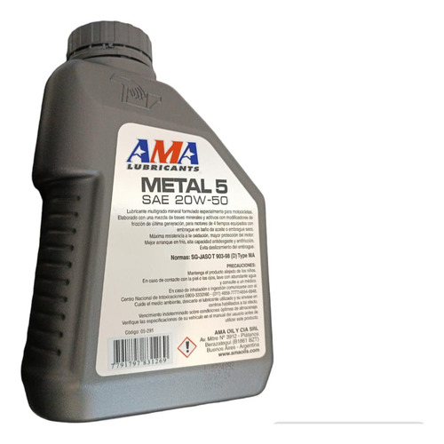 Aceite Ama Mineral Metal 5 20w50 1lt Bpm Repuestos