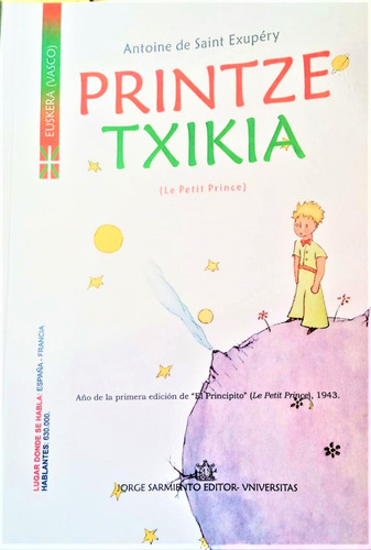 El Principito Euskera Vasco Printze Txikia Saint Exupery C2