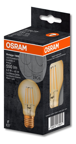 7018441 - Led Bulbo 5,5w 2500k Vintage Biv E27 - Osram