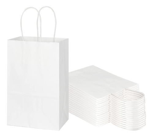 Toovip Paquete De 50 Bolsas Pequenas De Papel Kraft Blancas