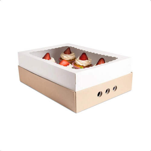 Caja Desayuno 25 X 35 Blanca Con Visor