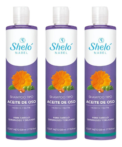 3 Pack Shampoo Tipo Aceite De Oso Shelo