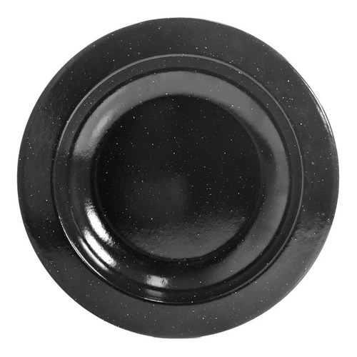 Plato Enlozado Hondo Chapa 28 Cm Parrilla Camping X12 Uni. Negro Liso