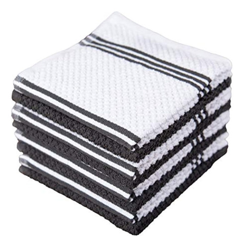 Sticky Toffee Cotton Terry Kitchen Dishcloth Gray 8 Paquete 