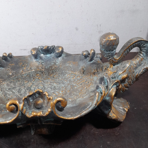 Imagem 9 de 10 de Centro De Mesa Porcelana Elefantes Folheado Bronze, Antigo