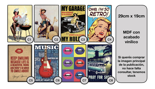 Imagen 5 de 7 de Cartel Decorativo Chapa De Madera - Vintage Omg Im So Retro