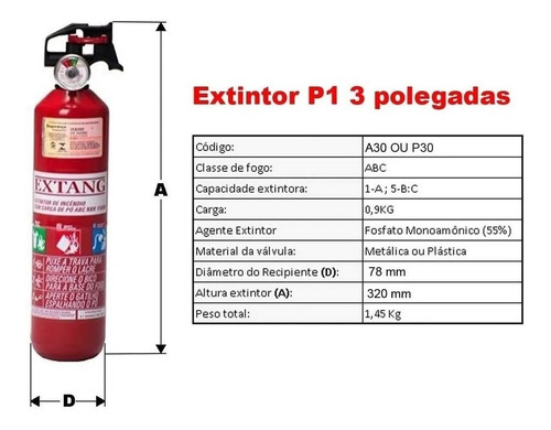 Imagem 2 de 2 de Extintor Abc Automotivo Universal 1 Kg Validade 5 Anos