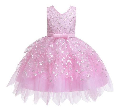 Vestido De Princesa Rosa Para Niña Nueva, Elegante Vestido D