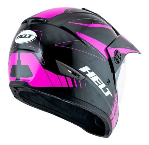 Imagem 3 de 4 de Capacete Helt Cross Vision Shock Preto/rosa
