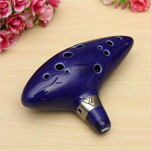 Flauta Ocarina Legend Of Zelda Cerâmica Link Com Suporte