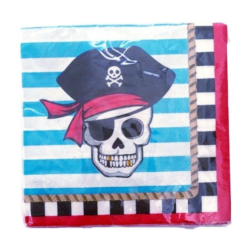 Serrvilletas Descartables Pirata Halloween 33cm Pack X20u