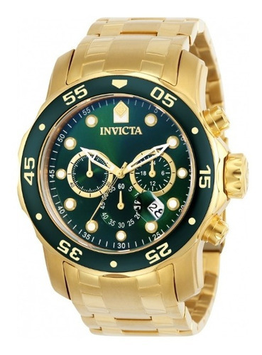 Relógio Invicta Pro Diver Plaque Ouro Fundo Verde 21925 0075 Cor Da Correia Dourado