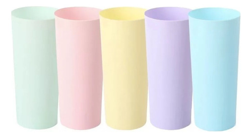 Vaso Trago Largo Rigido Colores Pastel 280cc Hermosos! X30u