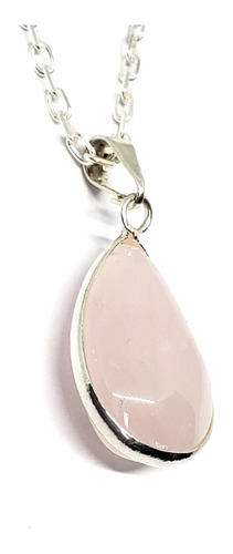 Collar Piedra Cuarzo Rosa Amuleto Amor Plata 925