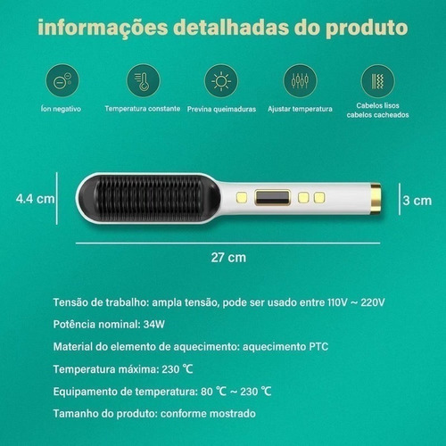 Cepillo Alisador 5 En 1 Temperatura Ajustable Bivolt