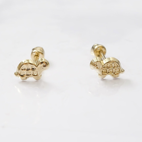 Amor Eterno - Broqueles Tortuga Mini Bebé / Aretes / Oro 10k