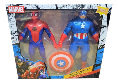 Marvel Spiderman + Capitan America 23cm Articulados Sebigus