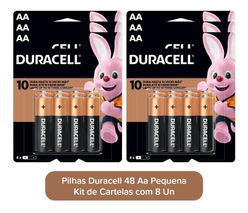 Kit 48 Pilhas Duracell Aa Mn1500b16 Econopack Cartelas C/16