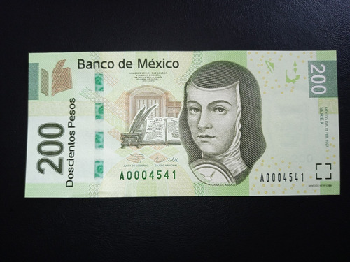 Billete 200 Pesos, Sin Circular, Sor Juana Serie A (Usado)