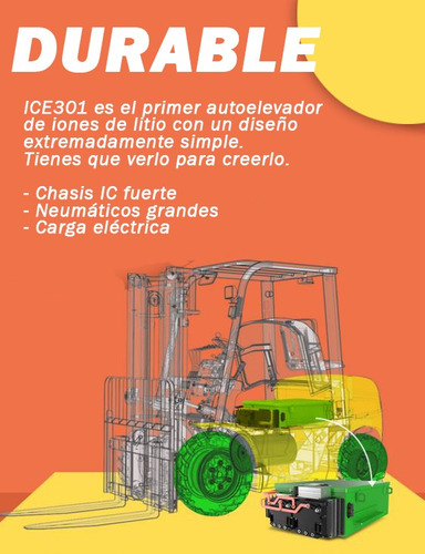 Autoelevador Eléctrico Jmv Ice301b C/ Bateria De Litio 3tn
