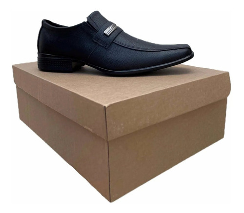 Imagem 4 de 4 de Sapato Social Preto Liso Masculino Com Detalhe Metal Pequeno