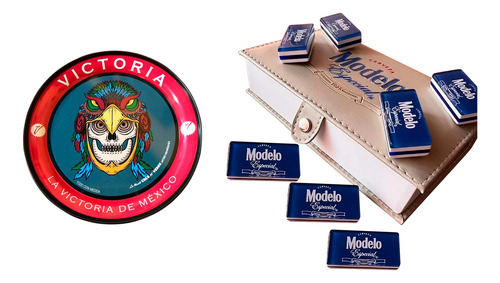 Domino Modelo Especial Beige - Azul + Portavaso Calavera # 3